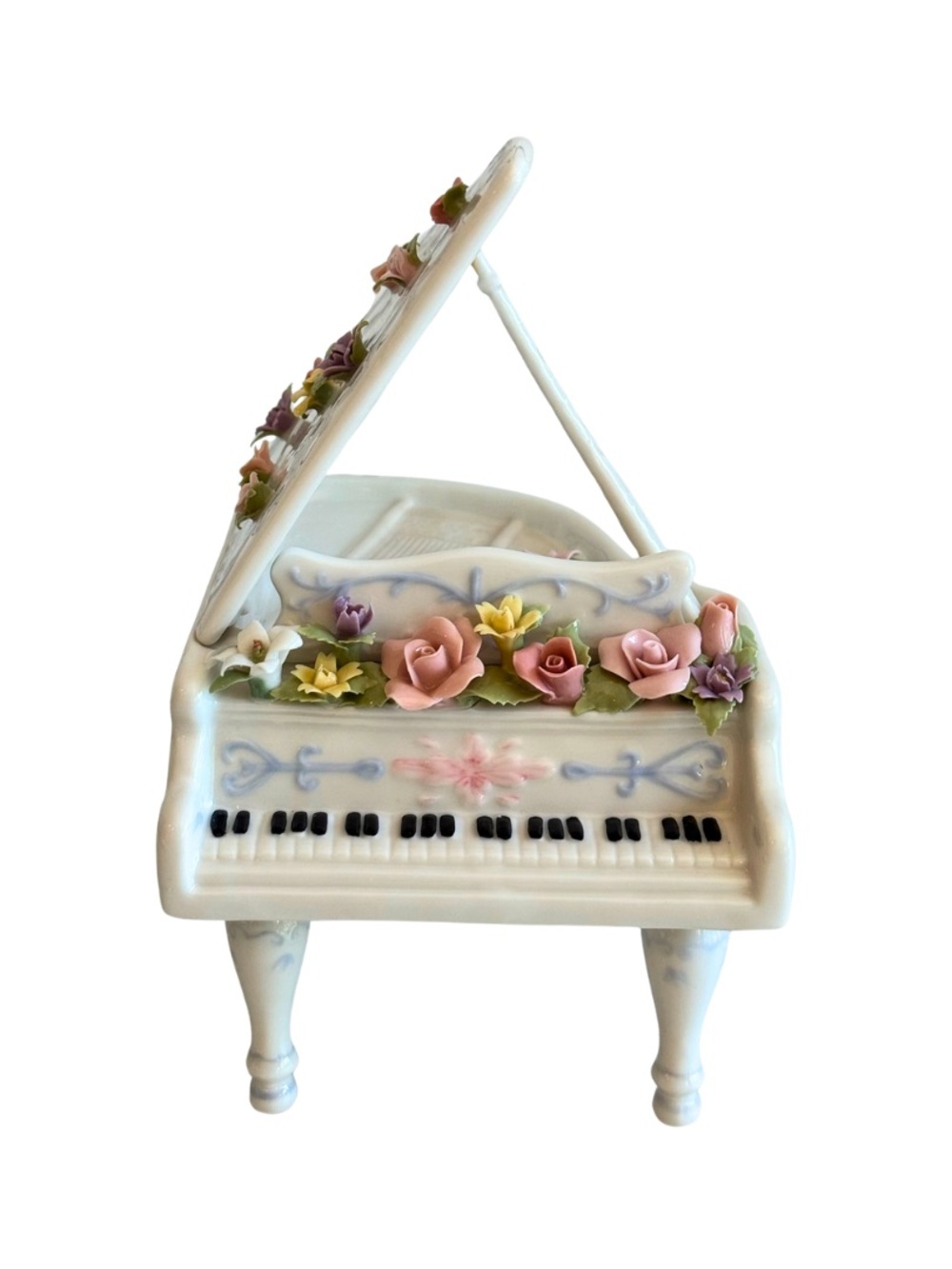Vintage Ana Rosa Mini Porcelain Grand Piano Music Box